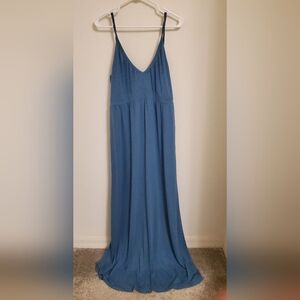 Old Navy Dusty Blue Spaghetti-Strap Maxi Dress Spring Summer Coastal Boho Travel